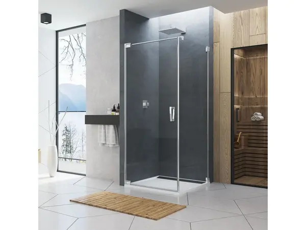Cabina de dus 70x70 cm cu usa batanta si profil compensator, crom, instalare usa stanga, Ronal Cadura