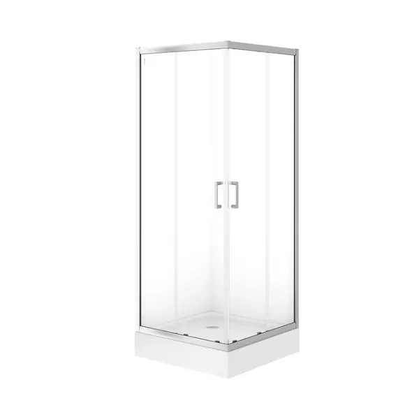 Cabina de dus 80x80x190 cm, sticla securizata 6 mm, patrata, crom, Cersanit Brasco