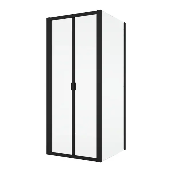 Cabina de dus 90x140 cm, cu usa pliabila culisanta, negru mat, Ronal Divera