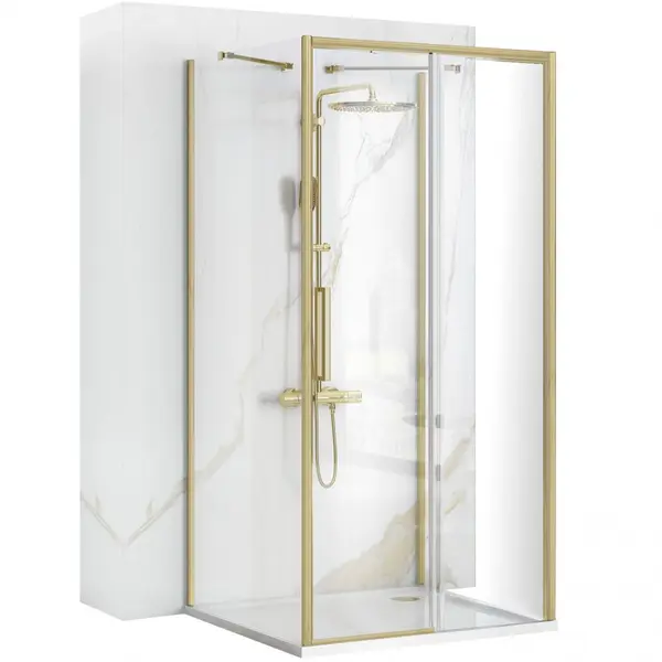 Cabina de dus de perete REA Rapid Slide Brush Gold