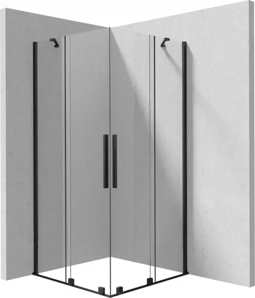 Cabina de dus patrata, 90x90x195 cm, cu usi batante, negru, Deante Prizma