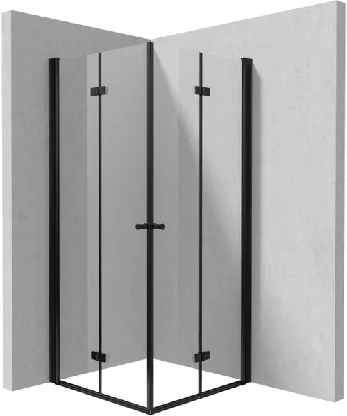 Cabina de dus patrata, cu usi batante, 90x90 cm, profil negru, Deante Kerria Plus