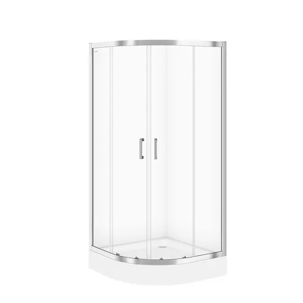 Cabina de dus semirotunda 90x90 cm Cersanit Basic, crom