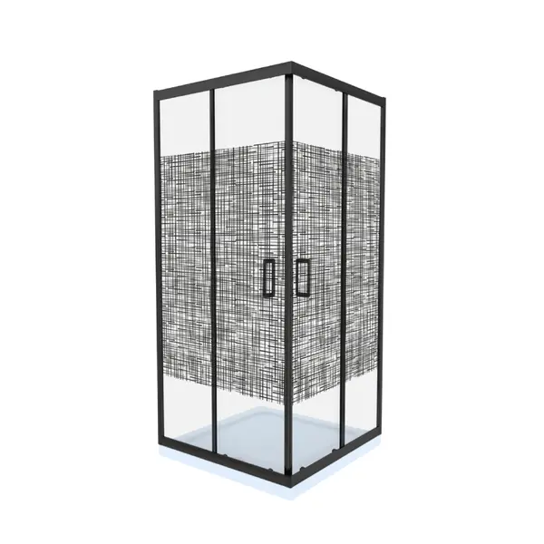 Cabina de dus simpla Celesta Titan patrata sticla cu model Lines 104 6 mm 80 x 80 x 190 cm profil negru