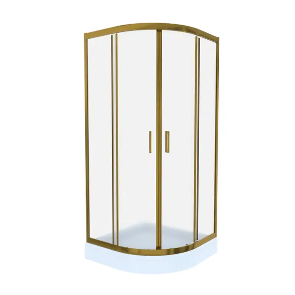 Cabina de dus simpla Celesta Titan semirotunda sticla sablata 6 mm 80 x 80 x 190 cm profil auriu