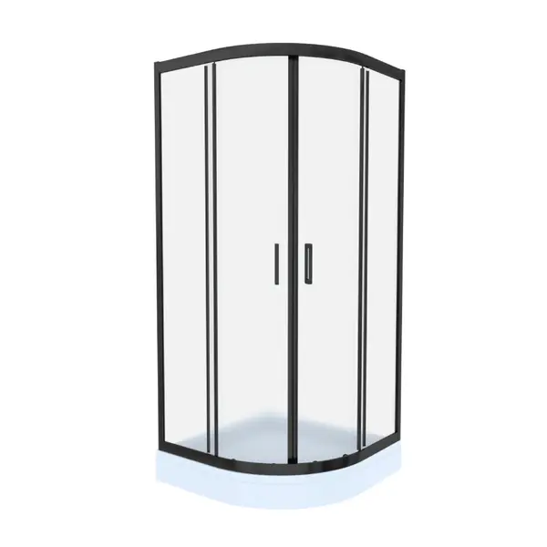 Cabina de dus simpla Celesta Titan semirotunda sticla sablata 6 mm 90 x 90 x 190 cm profil negru