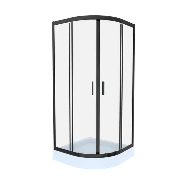 Cabina de dus simpla Celesta Titan semitorunda sticla transparenta 6 mm 80 x 80 x 190 cm profil negru