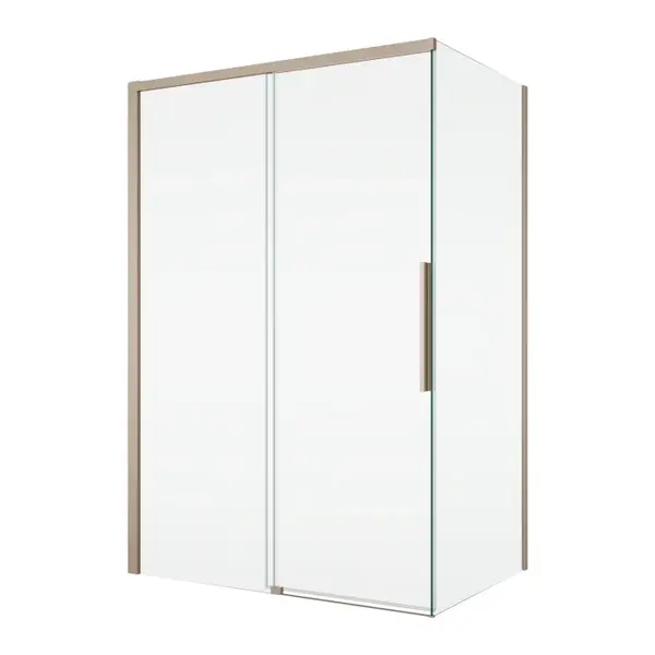 Cabina dus champagne metal 150x100 cm cu usa culisanta, grosime sticla 8 mm, tratament anticalcar, Ronal Oriana