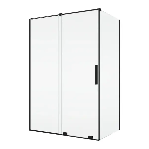 Cabina dus negru mat 120x80 cm cu usa culisanta, grosime sticla 8 mm, Ronal Amalia