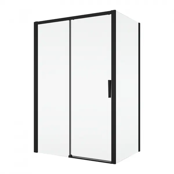 Cabina dus negru mat 120x80 cm, usa culisanta, grosime sticla 6 mm, tratament anticalcar, Ronal Divera