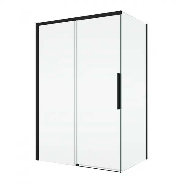 Cabina dus negru mat 150x90 cm cu usa culisanta, grosime sticla 8 mm, tratament anticalcar, Ronal Oriana