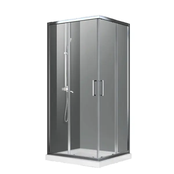 Cabina dus patrata crom 90x90 cm, Mediterraneo, Hector