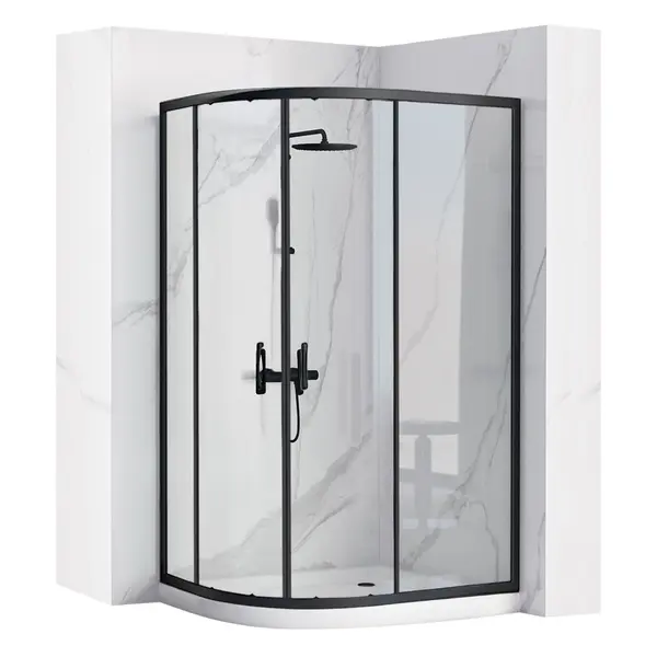 Cabina dus REA Look Black 80x100 + Cada de duș Look White