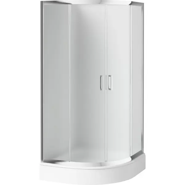 Cabina dus semirotunda 90x90 cm, sticla mata cu 2 usi culisante, Deante Funkia