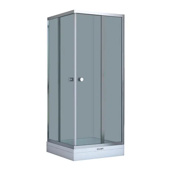 Cabina dus simpla Londra patrata sticla clara 90 x 90 x 195 cm cadita si sifon incluse