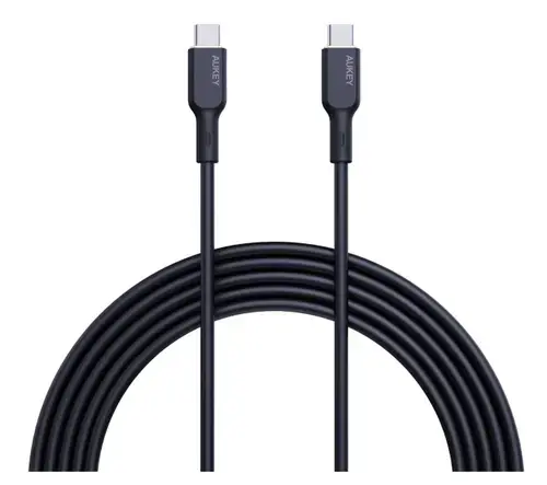 Cablu alimentare si date Aukey LLTSN1040023, USB Type-C (T) la USB Type-C (T), 1.8m, 480 Mbps, 100W, silicon (Negru)