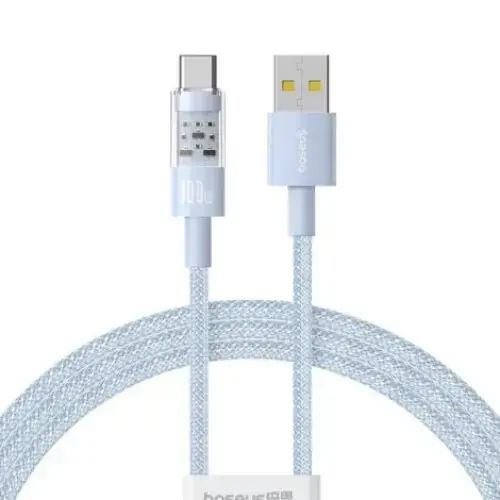 Cablu alimentare si date Baseus Gem, Fast Charging Data Cable pentru smartphone, USB la USB Type-C, 100 W, 1m (Albastru)