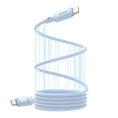 Cablu alimentare si date Baseus PicoGo Magnetic, silicon lichid magnetic, USB Type-C la USB Type-C 240W, 1m, Albastru