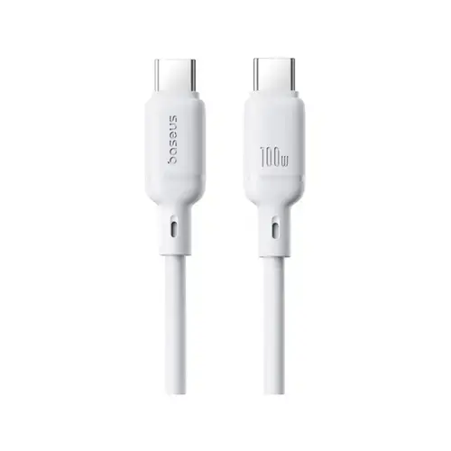 Cablu alimentare si date Baseus Silky, USB Type-C la USB Type-C, 100 W, 2m (Alb)