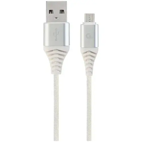 Cablu alimentare si date Gembird CC-USB2B-AMmBM-1M-BW2, USB 2.0 (T) la Micro-USB 2.0 (T), 1m, Alb