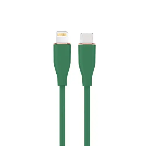 Cablu alimentare si date GEMBIRD CC-USB2S-CM8PM-1.5M-G, USB 2.0 Type-C (T) la Lightning (T), 20W, 1.5m, protectie silicon, Verde