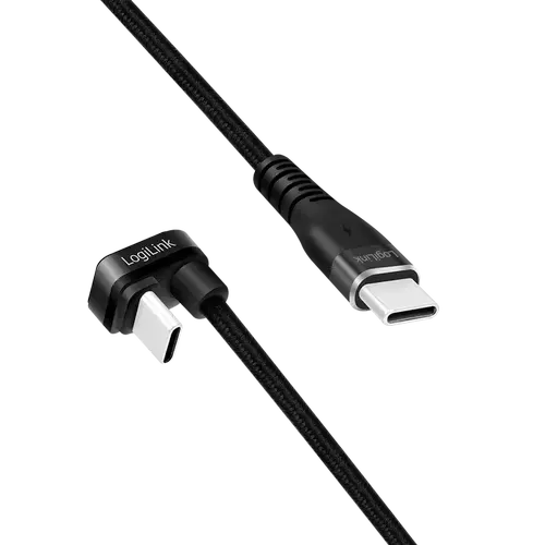 Cablu alimentare si date LOGILINK, pentru smartphone, USB 2.0, USB Type-C (T) la USB Type-C (T) la 180 grade, 3m, Negru