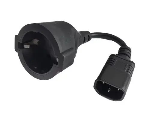Cablu alimentare Spacer adaptor intrare C14 (tata) la iesire Schuko (mama), 10A, 0.15m lungime, Negru