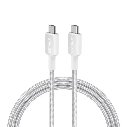 Cablu Anker 322 USB-C la USB-C, 60W, 0.9 metri, Alb