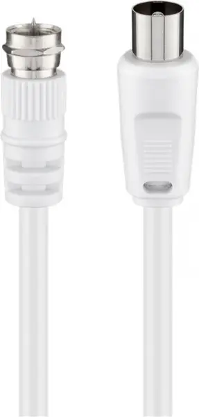 Cablu antena coaxial - F 1.5m T-T Alb, Goobay G11726