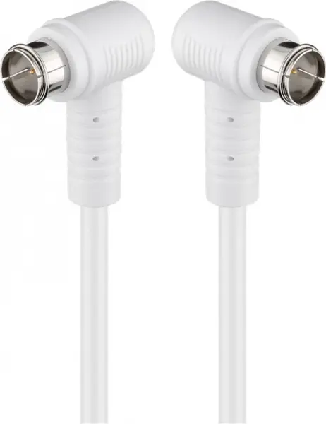 Cablu antena F-F 80 dB unghi 90 grade 1.5m T-T Alb, Goobay G67341