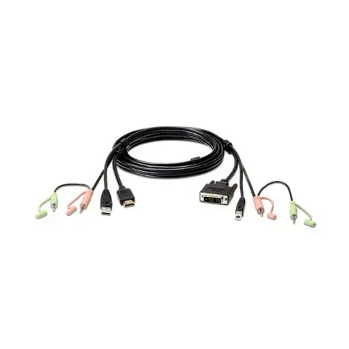 Cablu ATEN 2L-7D02DH, USB + HDMI - DVI-D + audio, 1.8m, Negru