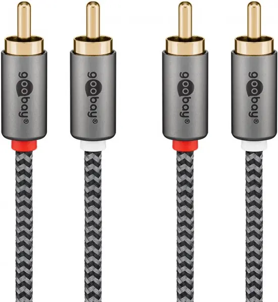 Cablu audio 2 x RCA la 2 x RCA T-T 5m brodat, Goobay Plus G65295