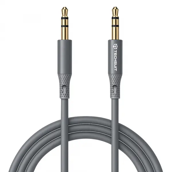 Cablu Audio 3.5mm - 3.5mm Techsuit AC3 SoundFlex, 1m, Gri