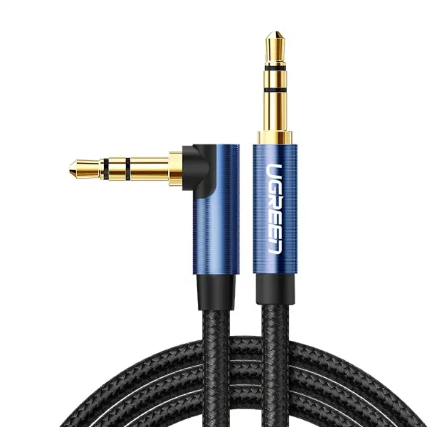 Cablu Audio 3.5mm - 3.5mm UGREEN AV112 Angled, 1m, Albastru