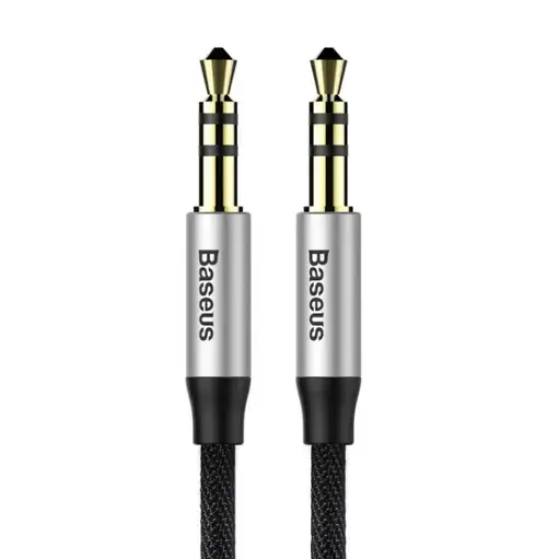 Cablu Audio Baseus Yiven CAM30-BS1, Jack 3.5mm - Jack 3.5mm, 1 m (Negru/Argintiu)