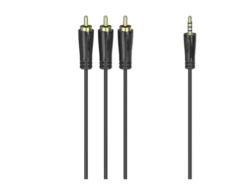 Cablu audio Hama 205154, Jack 3.5mm - 3 x RCA, 1.5m (Negru)