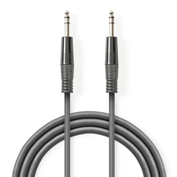 Cablu audio jack stereo 6.35mm T-T 1.5m Gri, Nedis COTH23020GY15