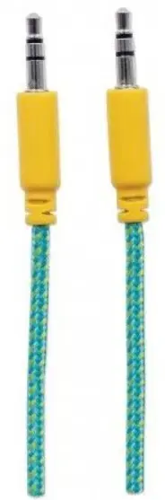 Cablu Audio Manhattan MHT394079, Jack 3.5mm - Jack 3.5mm, 1 m (Galbe/Albastru)