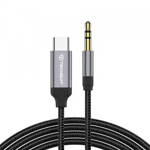Cablu Audio Techsuit AC11 FuseXound, USB-C - 3.5mm, 0.5m (Gri)