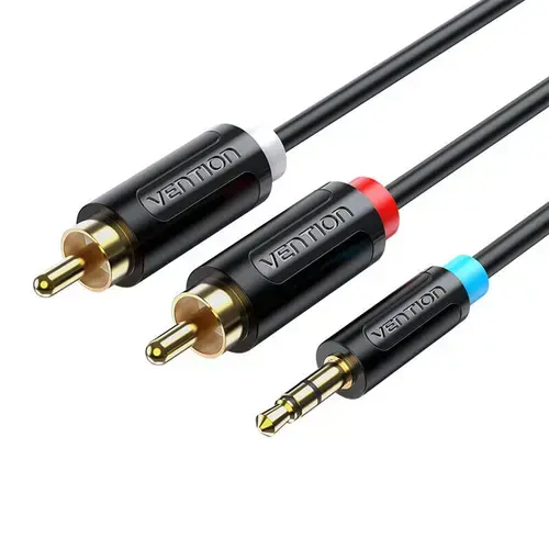Cablu audio Vention BCLBI, Jack 3,5 mm la 2x RCA tata, 3m (Negru)