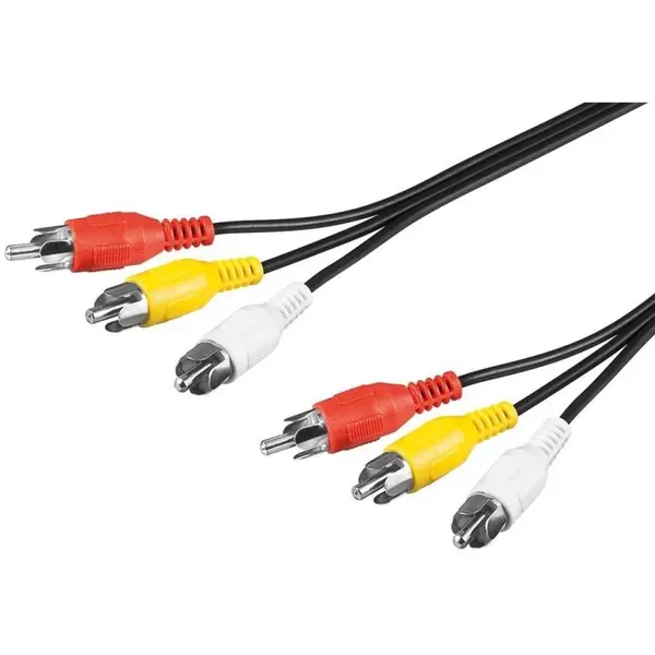 Cablu Audio Video 3 x RCA Tata - 3 x RCA Tata, Negru 3m Goobay