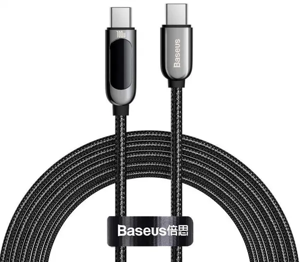 Cablu Baseus - CATSK-C01, USB-C/USB-C, 2 m, negru