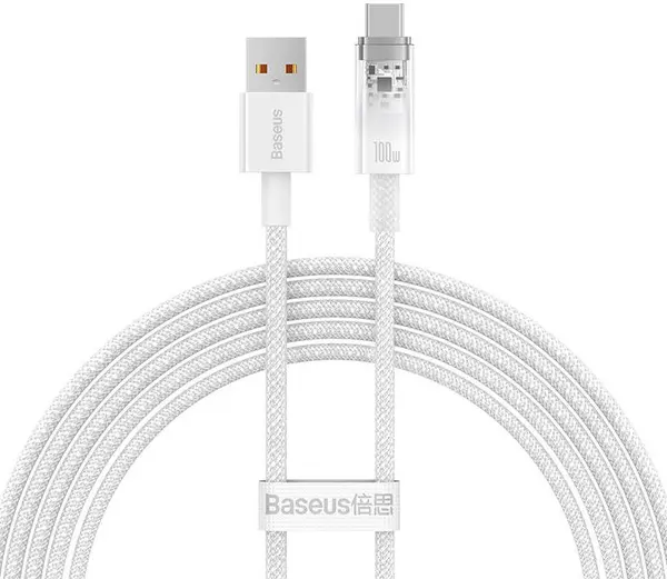 Cablu Baseus - Explorer CATS010502, USB-A/USB-C, 2 m, alb