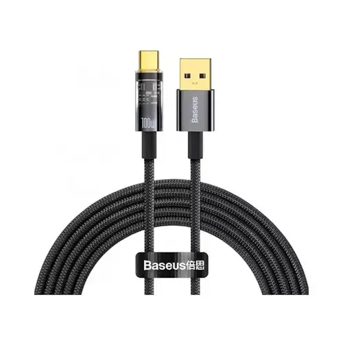 Cablu Baseus Explorer, USB la USB-C, 100W, Fast Charging, 2m, Negru