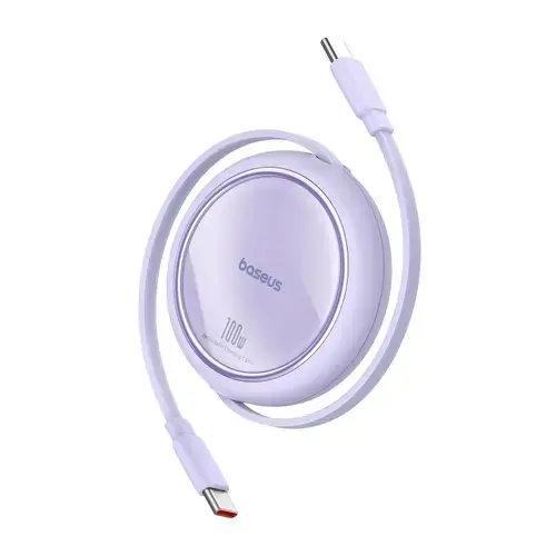 Cablu Baseus Free2Draw Mini, Retractabil, USB-C la USB-C, 100W, 1m (Violet)