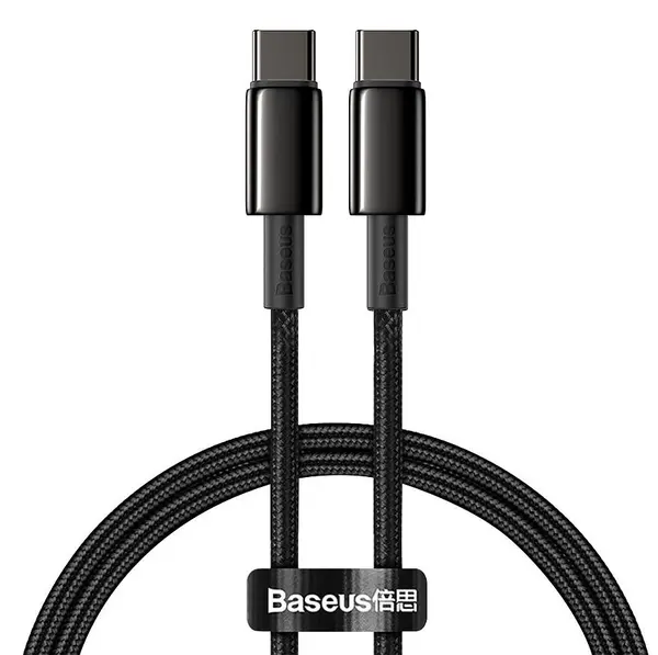 Cablu Baseus - Tungsten, USB-C/USB-C, 2 m, negru