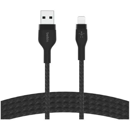 Cablu Belkin BOOST CHARGE PRO Flex USB-A catre LTG, Silicon impletit, 1M, Negru