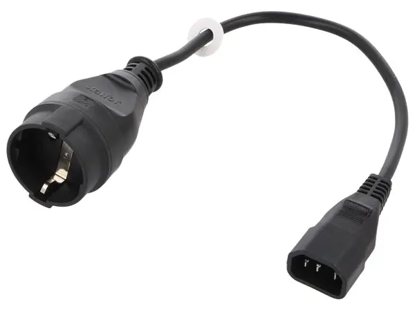 Cablu CEE 7/4 (F) priză,IEC C14 tată 0,3m Prize: 1 negru PVC