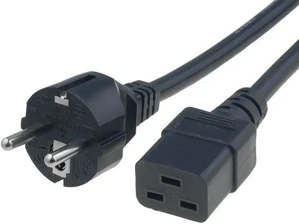 Cablu CEE 7/7 (E/F) mufă,IEC C19 mamă 2m negru PVC 3x1mm2