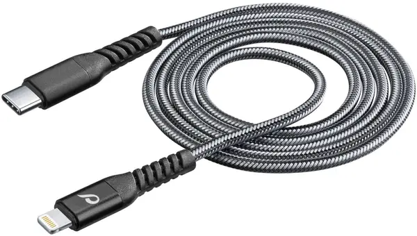 Cablu Cellularline - Tetra Force, USB-C/Lightning, 1.2 m, gri